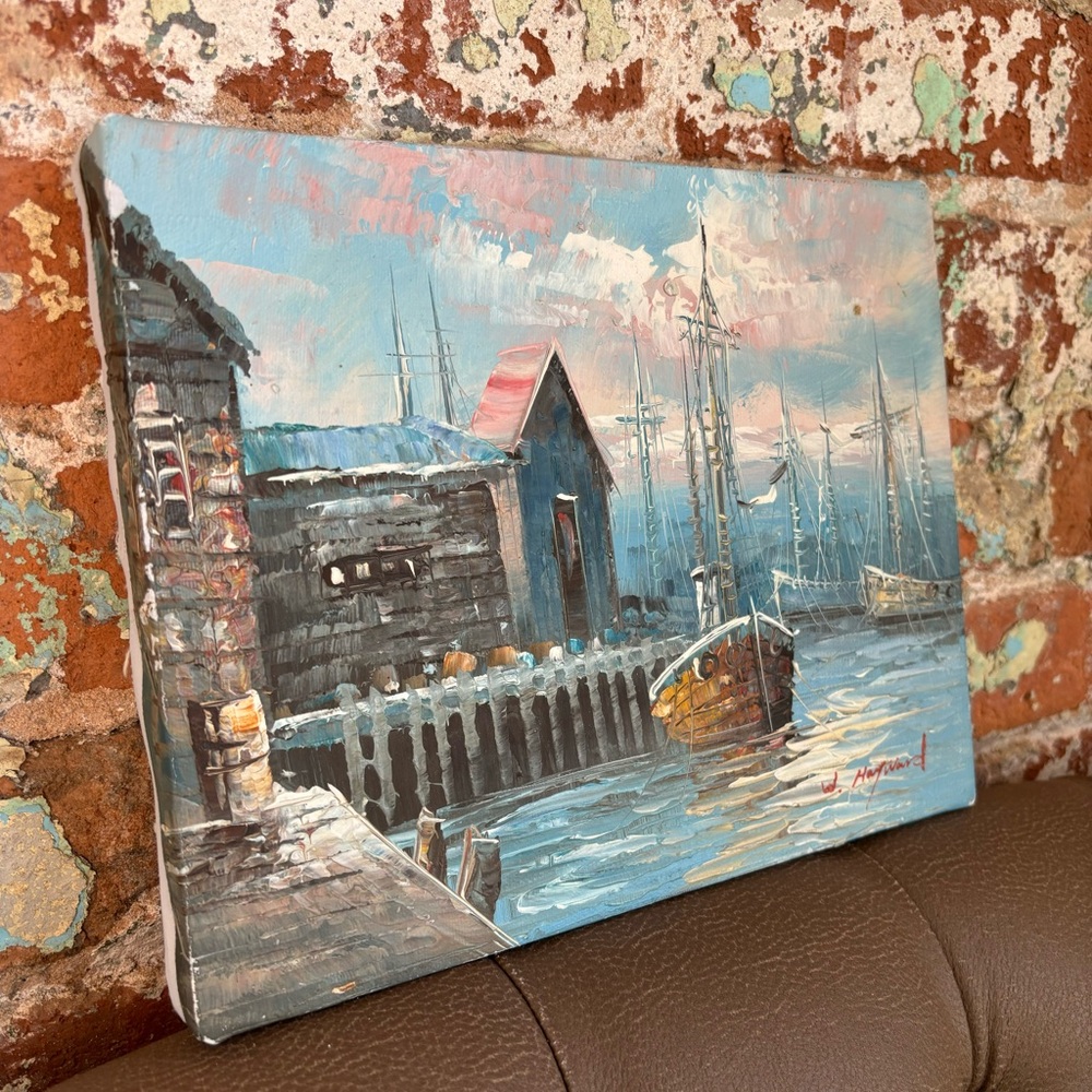 Vintage Original W. Hayward Nautical Oil Painting Canvas 8x10
